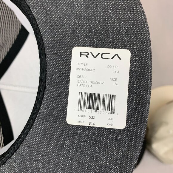 Lot of 3 RVCA Hats Gray Black White Snapback Badge Neo Trucker Mesh One Size - Picture 10 of 12